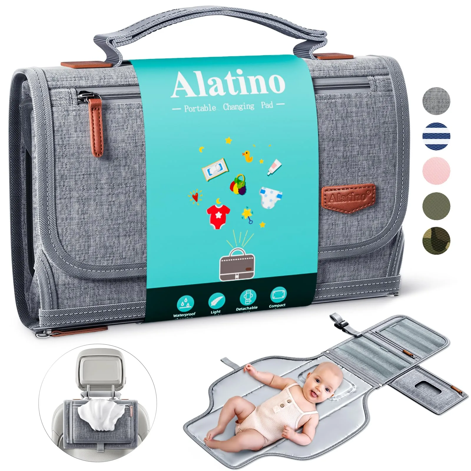 Portable changing pad for newborn diaper changes at home