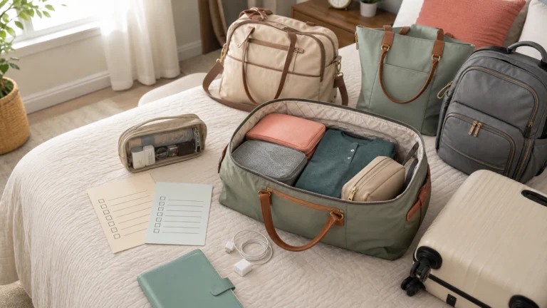 Do I need a hospital bag decision scene with simple bags and checklist cards