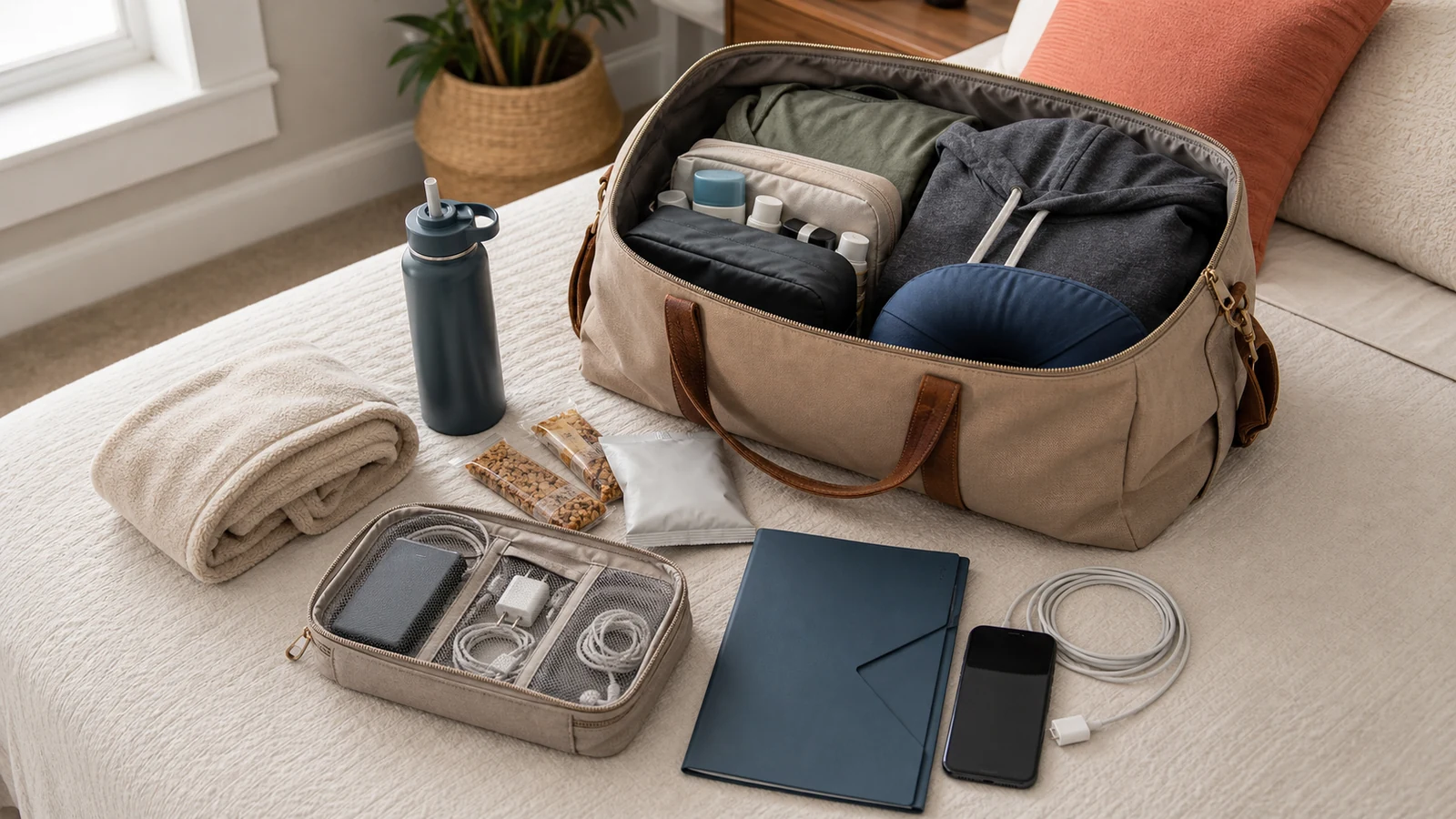 Hospital bag for dad with partner toiletries charger snacks water and documents