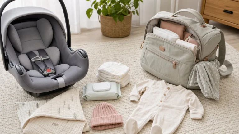 What hospital provides for baby with newborn diapers, wipes, receiving blanket, hat, going-home outfit, diaper backpack, and infant car seat